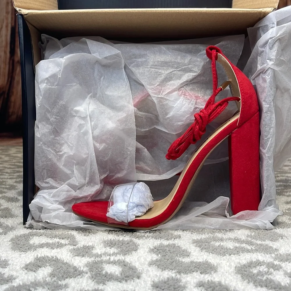 🤩H-P🤩Fashion Nova Lose It All Heel - Red🛍️ - Picture 2 of 11
